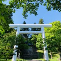 新緑の土津神社白大鳥居